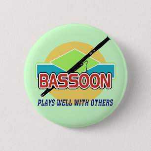 Badge Rond 5 Cm Bassoon Joue bien