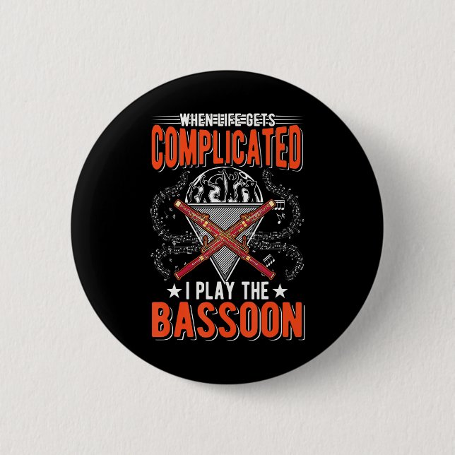 Badge Rond 5 Cm Bassooniste du joueur de baston (Devant)