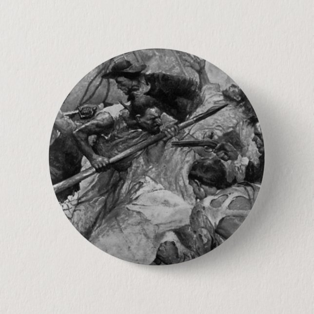 Badge Rond 5 Cm Bataille pirate (Devant)