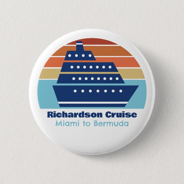 Badge Rond 5 Cm Bateau de croisière sur mesure Famille Voyage Suns (Devant)