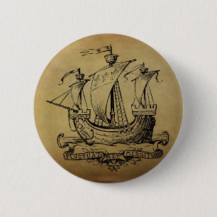 Badge Rond 5 Cm Bateau de navigation antique