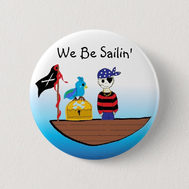 Badge Rond 5 Cm Bateau de pirates avec trésor (Devant)