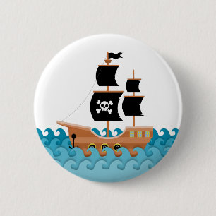 Badge Rond 5 Cm Bateau pirate