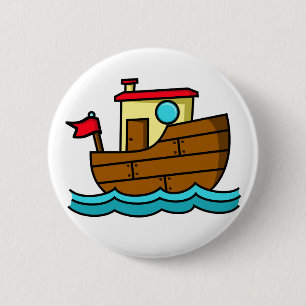 Badge Rond 5 Cm Bateau remorqueur à dessin