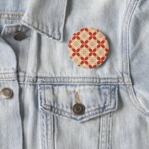 Badge Rond 5 Cm Batik Kawung, Motif indonésien, javanais, ethnique