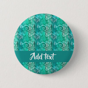 Badge Rond 5 Cm Batik tourbillons bleus à motif