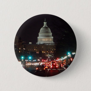 Badge Rond 5 Cm Bâtiment de capitol des USA la nuit