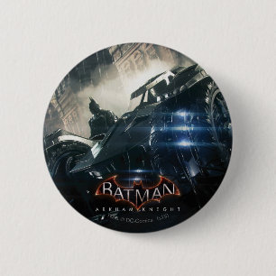 Badge Rond 5 Cm Batman Avec Batmobile Dans La Pluie