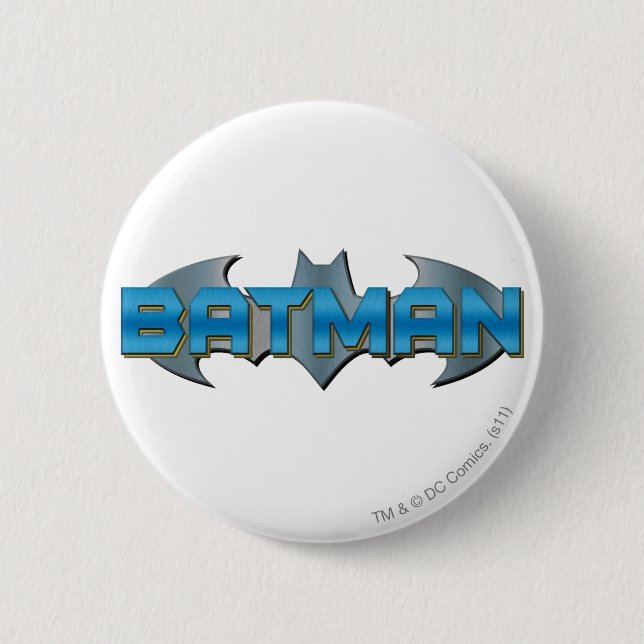 Badge Rond 5 Cm Batman | Logo de nom bleu (Devant)