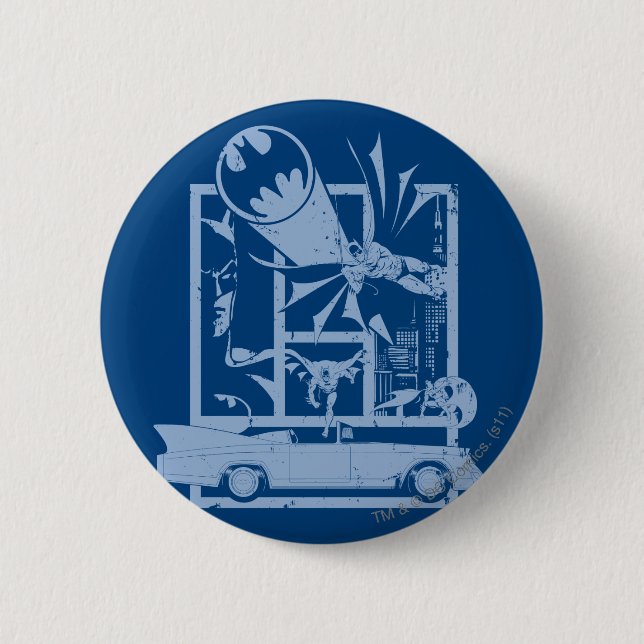 Badge Rond 5 Cm Batman - Picto Blue (Devant)