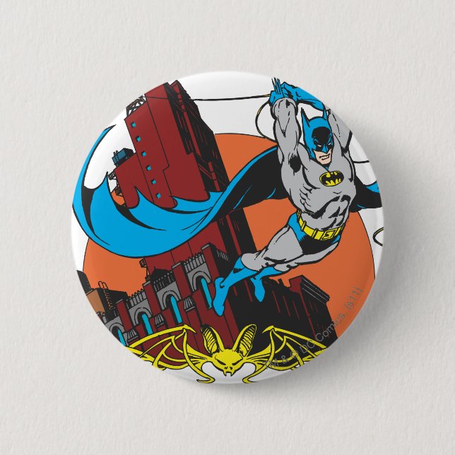 Badge Rond 5 Cm Batman Swings De Skyscraper 2 (Devant)