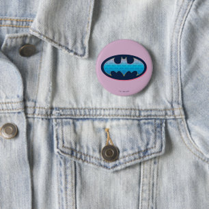 Badge Rond 5 Cm Batman Symbole rose et bleu