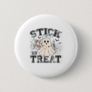 Badge Rond 5 Cm Bâton Ou Traitement Halloween Fantôme Infirmière H