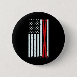 Badge Rond 5 Cm Bâtons à tambour avec drapeau américain Vintage po