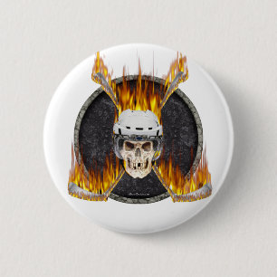 Badge Rond 5 Cm Bâtons de hockey brûlants