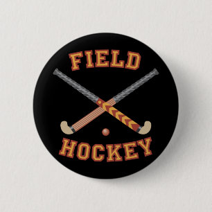 Badge Rond 5 Cm Bâtons de hockey sur gazon