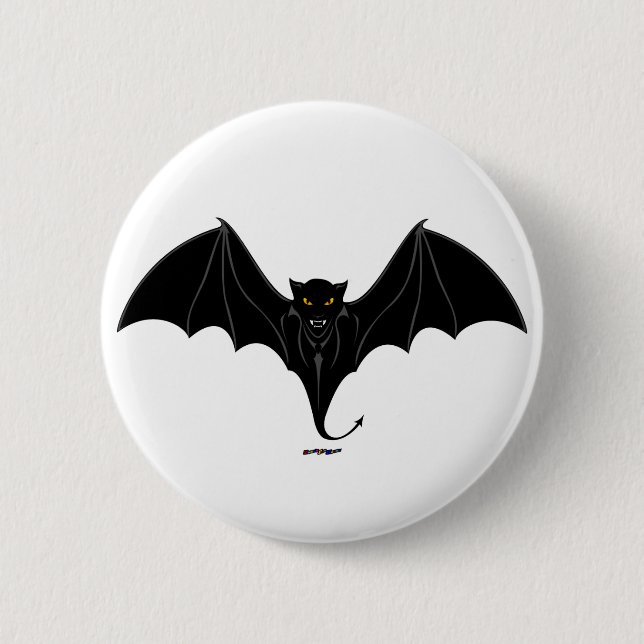 Badge Rond 5 Cm Batte noire effrayante (Devant)