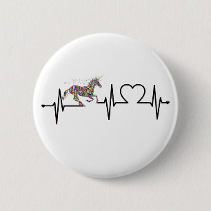 Badge Rond 5 Cm battement de coeur de cheval