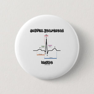 Badge Rond 5 Cm Battement de coeur joyeux à l'intérieur