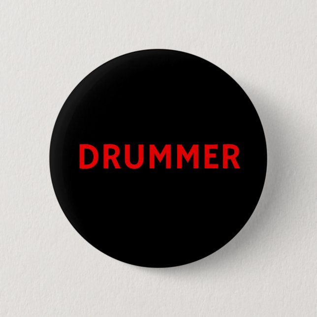 Badge Rond 5 Cm Batteur - Groupe - Rouge et Noir (Devant)