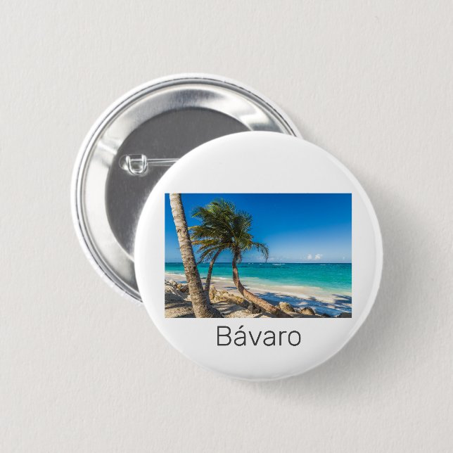 Badge Rond 5 Cm Bavaro Beach Caraïbes République Dominicaine Souve (Devant & derrière)