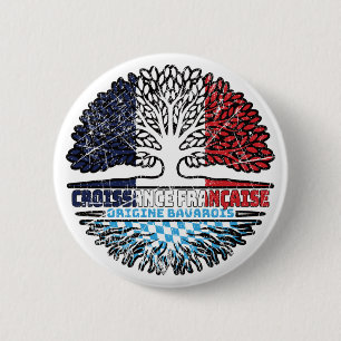 Badge Rond 5 Cm Bavière Bavière Français France Arbre Drapeau