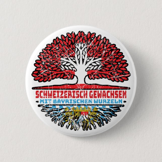 Badge Rond 5 Cm Bayern Bayrisch Schweizer Schweiz Baum Wurzel (Devant)