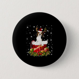 Badge Rond 5 Cm Beagle Reindeer présent cadeau de Noël