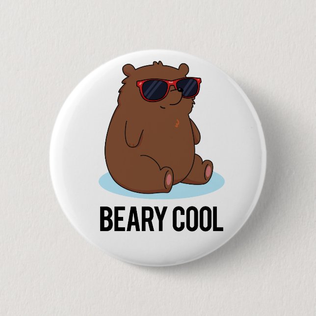 Badge Rond 5 Cm Béaire Cool Funky Brown Bear Pun (Devant)