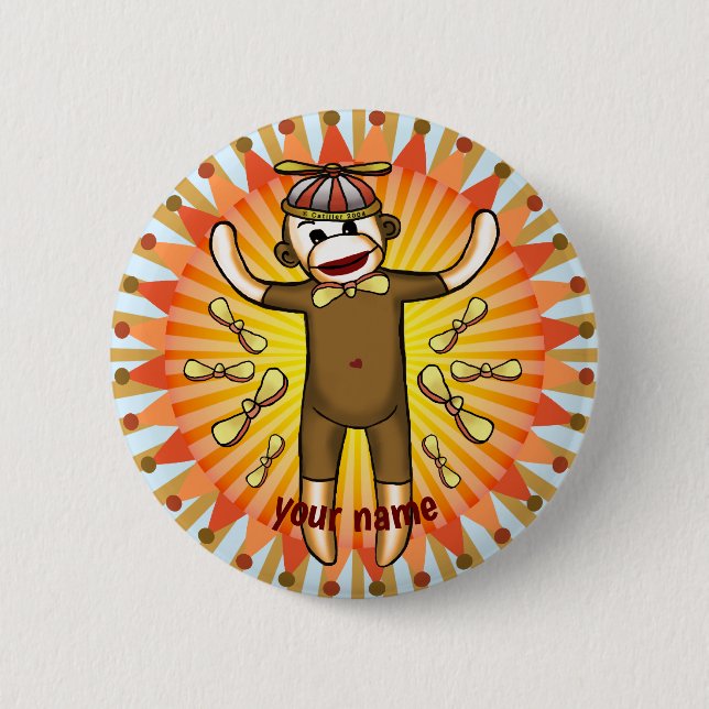 Badge Rond 5 Cm Beanie Sock Monkey (Devant)