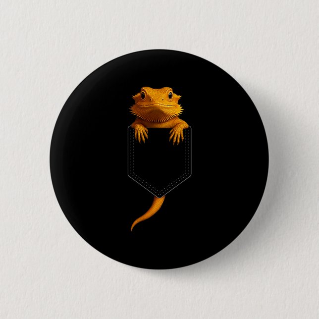 Badge Rond 5 Cm Bearded Dragon Cket Cute Exotic Lizard Reptile Pet (Devant)