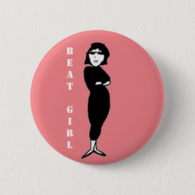 Badge Rond 5 Cm Beat Girl rose (Devant)