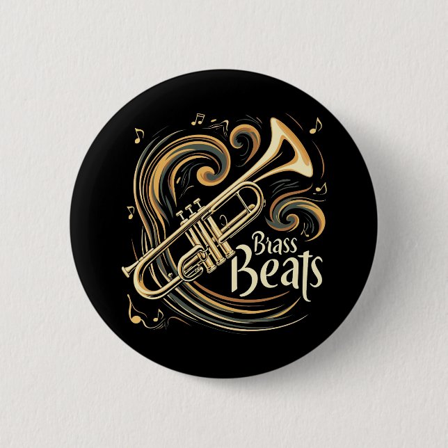 Badge Rond 5 Cm Beats en laiton Trumpet Player Groove (Devant)