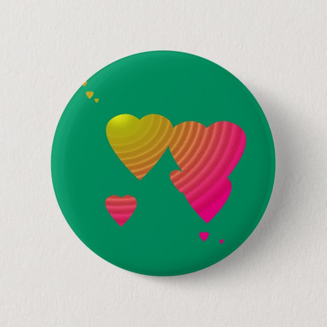 Badge Rond 5 Cm Beau bouton de coeurs (Devant)