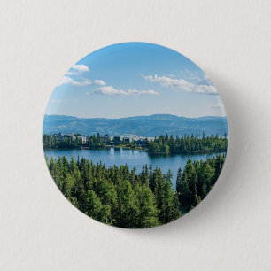 Badge Rond 5 Cm Beau Lac Avec Arbres