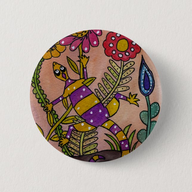 Badge Rond 5 Cm Beau lézard (Devant)