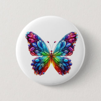 Badge Rond 5 Cm Beau Papillon