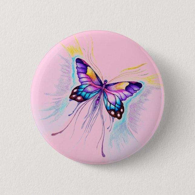 Badge Rond 5 Cm Beau Papillon (Devant)