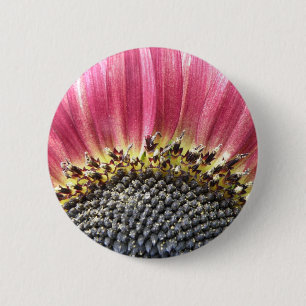 Badge Rond 5 Cm Beau Tournesol rose