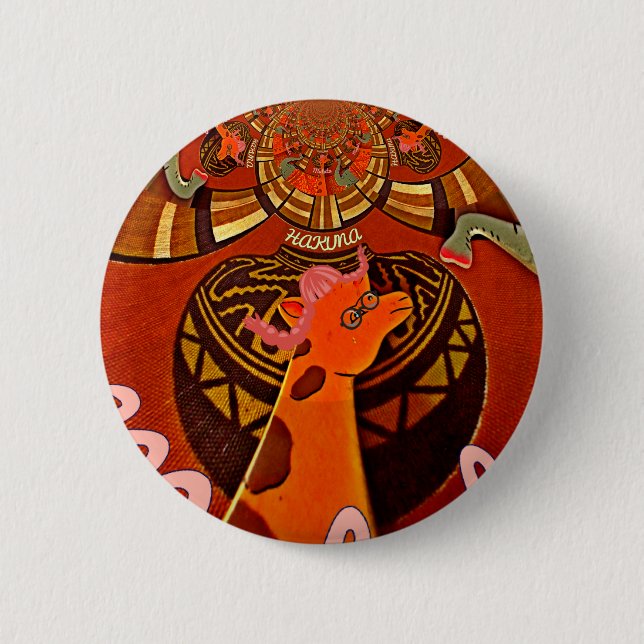 Badge Rond 5 Cm Beautiful Amazing Giraffe love safari (Devant)