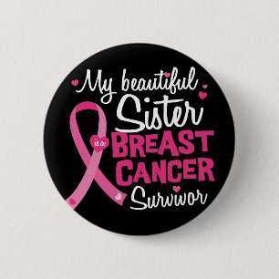 Badge Rond 5 Cm Beautiful Sister Breast Cancer Survivor Brother