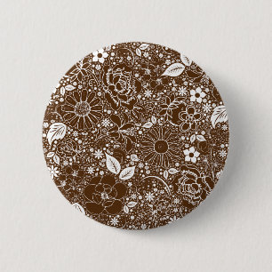 Badge Rond 5 Cm Beaux botaniques Bouton Brown PinBack