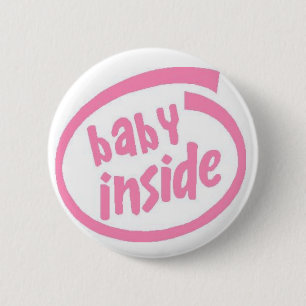 Badge Rond 5 Cm Bébé à l'intérieur de bouton - rose