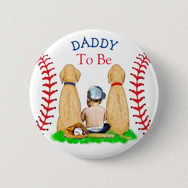 Badge Rond 5 Cm Bébé à thème de baseball de garçon | Papa (Devant)