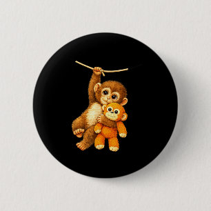 Badge Rond 5 Cm Bébé coup de poing de singe mignon 
