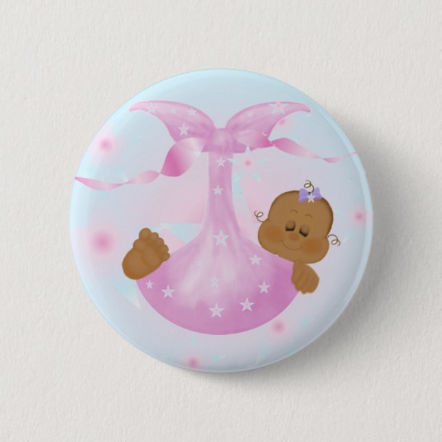 Badge Rond 5 Cm Bébé d'Afro-américain dans la couverture (Devant)