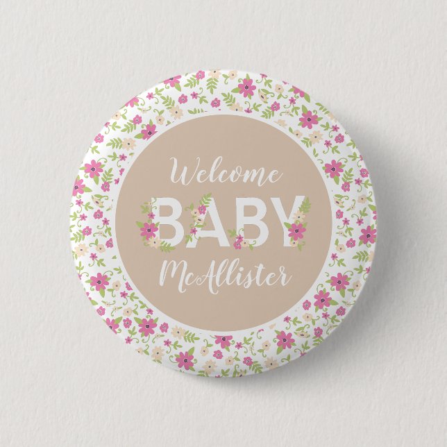 Badge Rond 5 Cm Bébé dans la douche en fleurs (Devant)