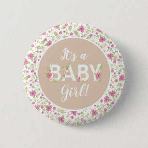 Badge Rond 5 Cm Bébé dans la douche en fleurs