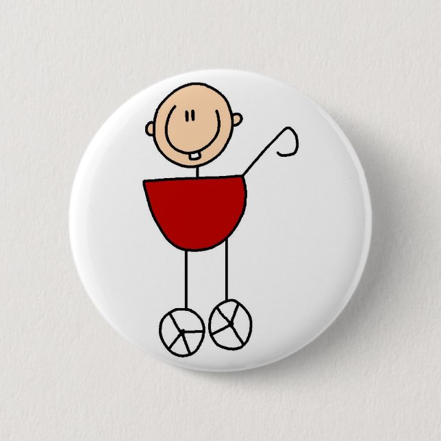 Badge Rond 5 Cm Bébé dans le chiffre bouton de bâton de chariot (Devant)