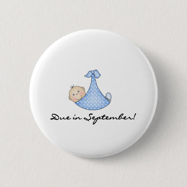 Badge Rond 5 Cm Bébé dû en septembre (Devant)